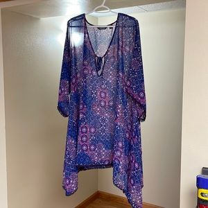 Lands’ End Boho Tunic Swimsuit Coverup, Size 1X